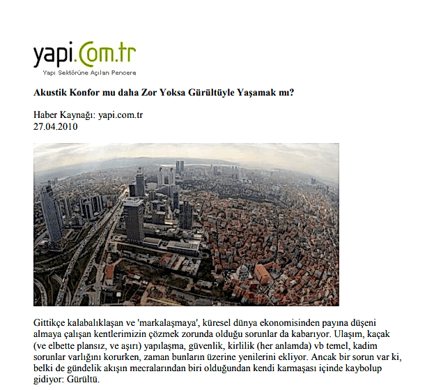 Akustik Konfor mu daha Zor Yoksa Gürültüyle Yaşamak mı?